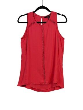 WHITE HOUSE BLACK MARKET Embroidered Swing Hi/Lo Blouse Tank Top Size Small